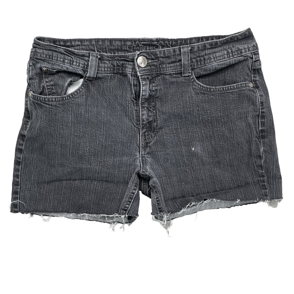 Charter Club Jean Shorts Women 33* Frayed Y2K Rodeo Grunge 90s Retro Skate Biker